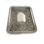 Antique silver dressing table tray measures approx 26cm by 20cm weight 360g chester silver hallmarks