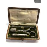 Antique continental silver cased sewing set in original box