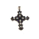 Silver and moonstone cross pendant measure approx 60mm by 46mm hallmarked 925