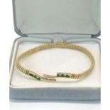 fine 18ct gold emerald and diamnd bracelet hallmarked 750 weight 9.3g good condition