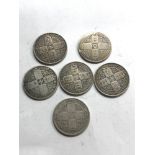 6 victorian silver gothic florins