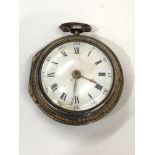 Antique 18th cent silver pair case fusee verge pocket watch watch balance does spin but no