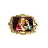 Antique portrait panel brooch measures approx 54mm by 46mm