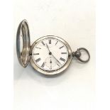 Antique silver half hunter pocket watch watch winds and ticks but no warranty given