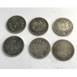 6 Victorian silver half crowns