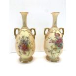 2 Royal Worcester blush ivory Vases one in good condition the other has small chip each measures