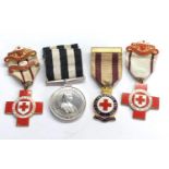 Collection of red cross medals etc