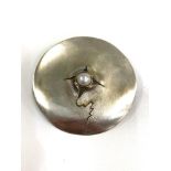 Vintage modernist designer brooch measures approx 50mm dia set with central pearl hallmarked 925 EP