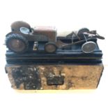 Working model of a tractor in original old case possibly a sales man sample measures approx 52cm