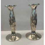 Pair of modern design candle sticks approx weight 706.7g, measure 7" tall