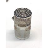 Antique stone set silver top perfume bottle complete with stopper Birmingham silver hallmarks