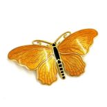 Sporrong & co enamel butterfly brooch measure approx 54mm by 26mm in good condition