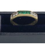 18ct gold Emerald and diamond ring size M