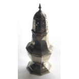 Silver sugar caster measures approx 16cm height weight 75g