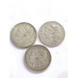 3 usa silver dollars 1879, 1921 and 1891