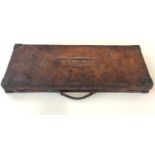 Fine antique leather 2 carrying gun case brass bound corners named to F walters bond wargrave hill