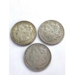 3 usa silver dollars 1921, 1921, and 1881