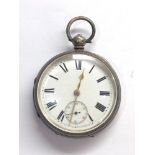 Antique large silver fusee pocket watch by C.Phenix Eckington Manchester watch winds and ticks but