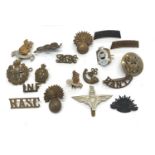 Selection of military badges and cap badges etc