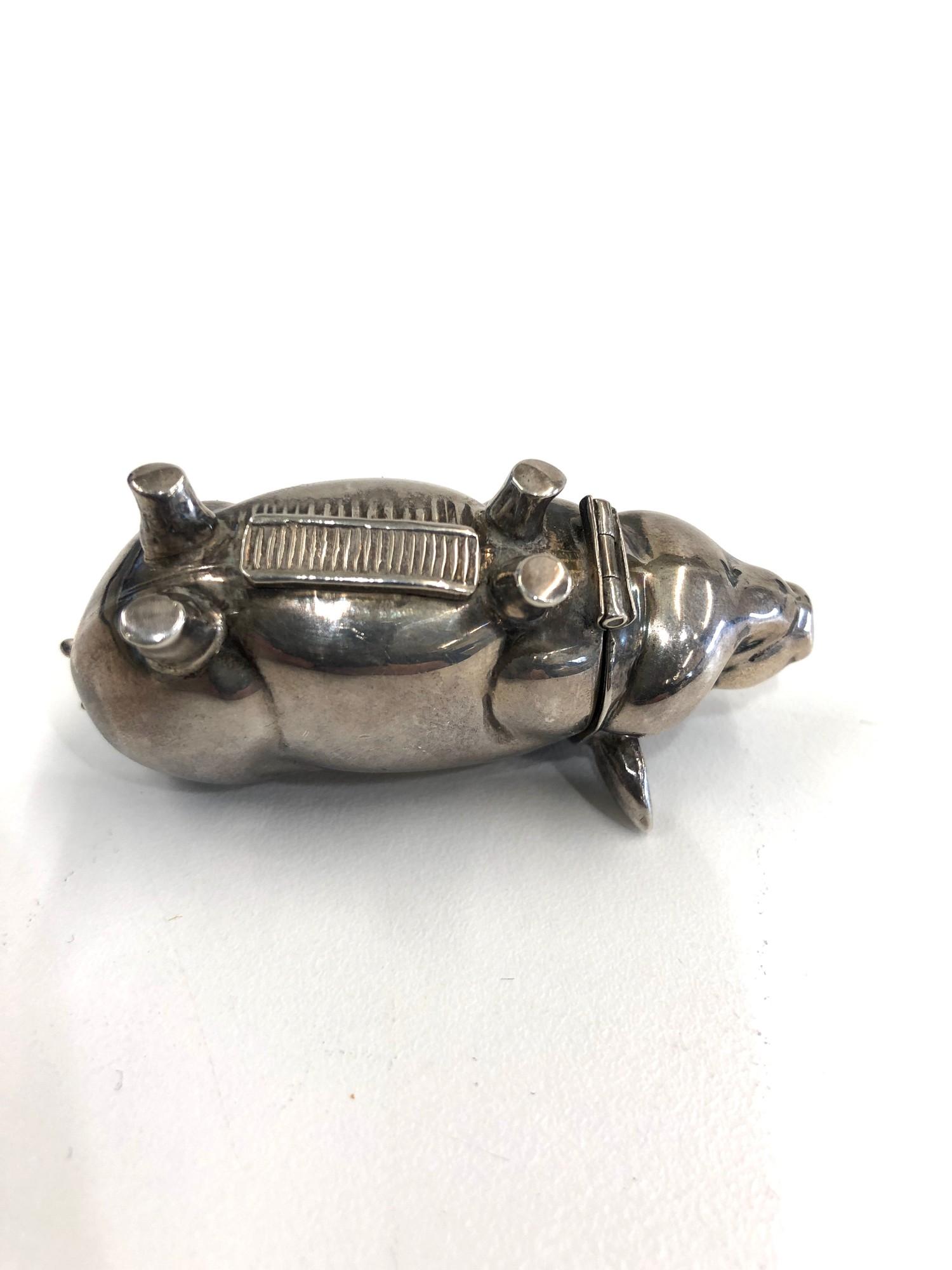 Silver pig vesta / match striker measures approx 6.2cm wide weight 37g hallmarked 925 - Image 5 of 5