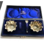 Boxed silver salts chester silver hallmarks missing salt spoon