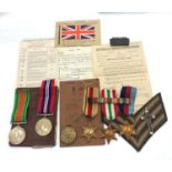 Selection of ww2 medals paybook , stripes etc