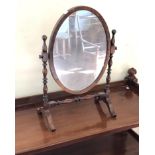 Antique oak dressing table swing mirror