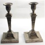 Large pair of London silver candle sticks measures approx 24cm high good overall uncleaned condition