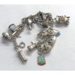 Vintage silver charm bracelet weight 48g