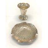 Silver dish and silver vase weight 96g please see images for details