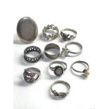 Selection of 10 vintage silver rings