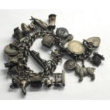 Vintage silver charm bracelet weight 82g