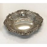 Antique silver sweet dish measures approx 16cm by 12.5cm Birmingham silver hallmarks please see