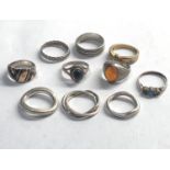 Selection of 10 vintage silver rings