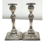 Pair of silver candle sticks, Sheffield silver hallmarks, measure approx 17cm tall