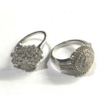 2 Silver and diamond set dress rings