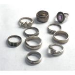 Selection of 10 vintage silver rings