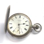 Antique silver full hunter pocket watch by H.Williamson London not ticking sold as spares or repair