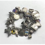 Vintage silver charm bracelet weight 68g