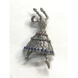 Vintage silver and stone set dancing girl brooch measures approx. 6.8cm please see images for