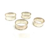 Set of 4 silver serviette rings