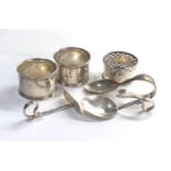 3 Silver napkin rings and 2 silver child feeding spoons