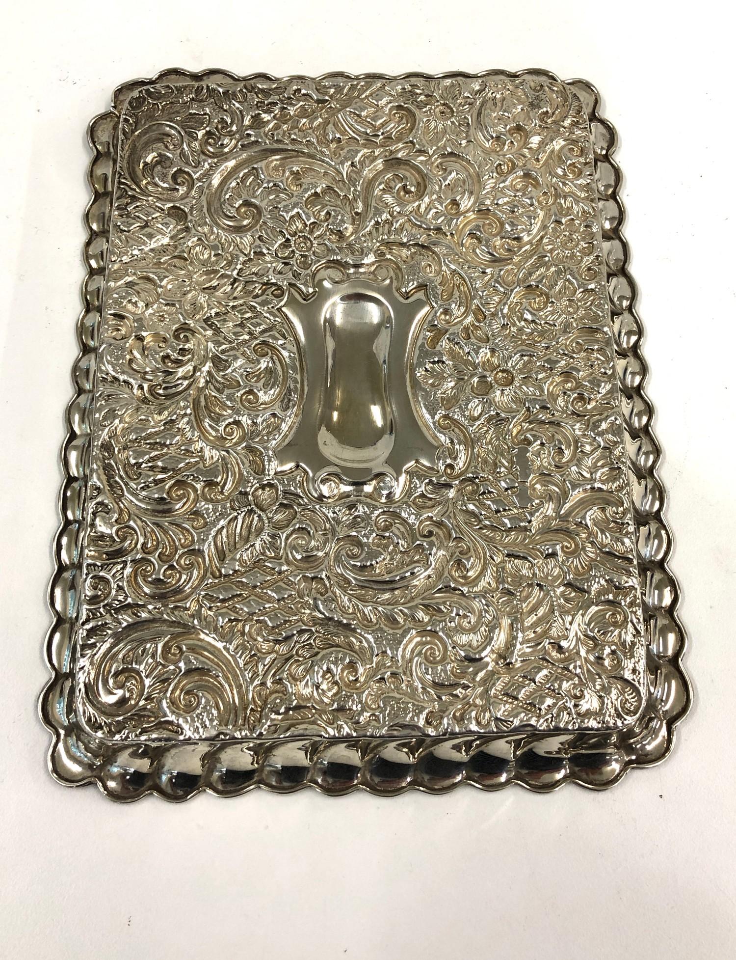 Antique silver embossed bedroom tray, Birmingham silver hallmarks weight approx 215g - Image 2 of 3