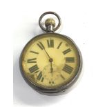 Antique silver cased Goliath pocket watch working order damaged dial no warranty given