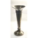 Large silver trumpet vase London silver hallmarks measures approx 27.5cm tall weighted base total