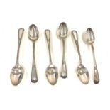 Set of 6 antique silver tea spoons