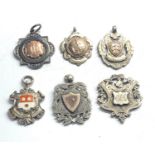 6 Vintage silver pocket watch chain fobs weight 60g