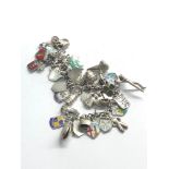 Vintage silver charm bracelet weight 61g