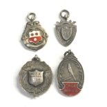 Selection of 4 silver watch chain fobs