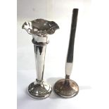 2 Silver vase a trumpet vase and a rose vase full silver hallmarks rose vase measures approx. height